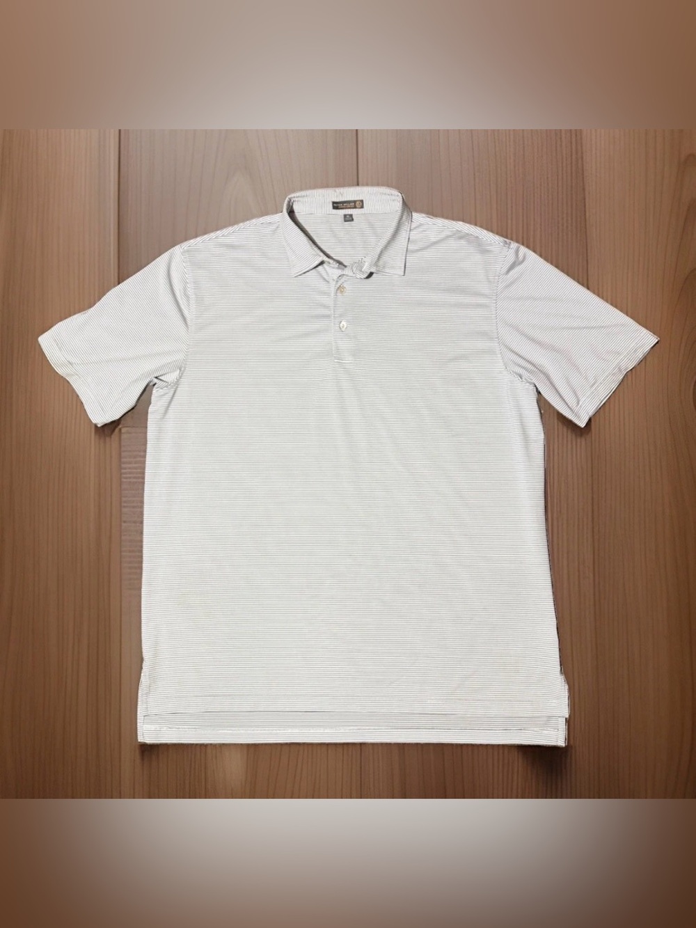 Peter Millar Summer Comfort E4 Polo Shirt Men’s Size XL White w/ Black Stripes